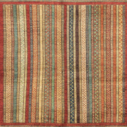 Square Abstract Metallic Gold Modern Rug, abs3458