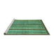 Sideview of Machine Washable Abstract Turquoise Modern Area Rugs, wshabs3458turq