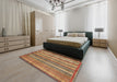 Machine Washable Abstract Metallic Gold Rug in a Bedroom, wshabs3458