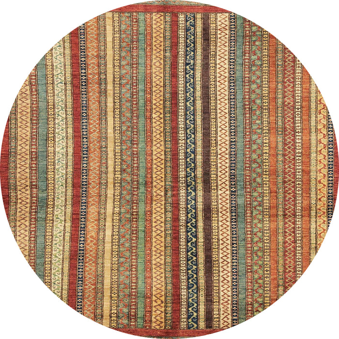 Round Machine Washable Abstract Metallic Gold Rug, wshabs3458