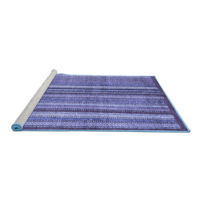 Sideview of Machine Washable Abstract Blue Modern Rug, wshabs3458blu