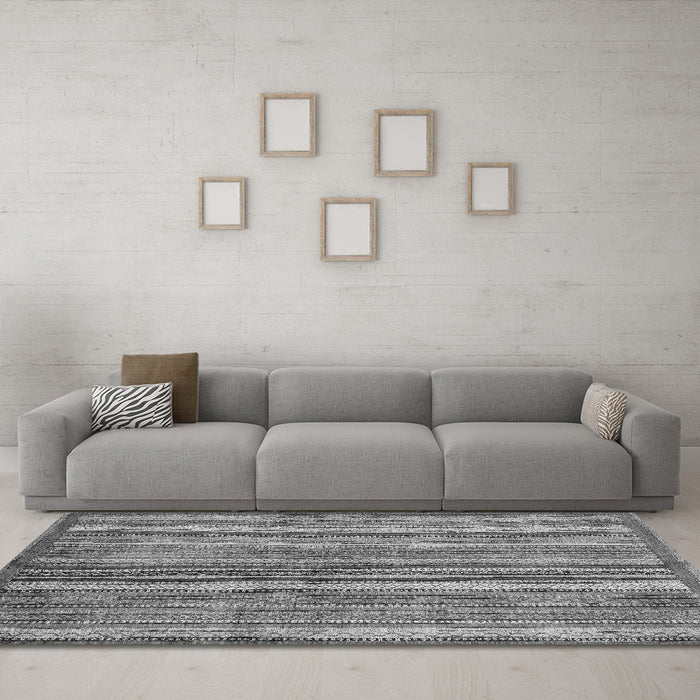 Machine Washable Abstract Gray Modern Rug in a Living Room,, wshabs3458gry