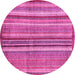 Round Machine Washable Abstract Pink Modern Rug, wshabs3458pnk