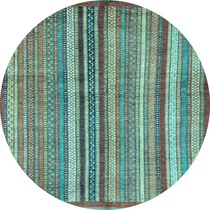 Round Abstract Light Blue Modern Rug, abs3458lblu