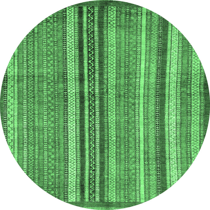 Round Abstract Emerald Green Modern Rug, abs3458emgrn