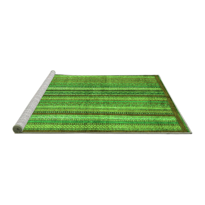 Sideview of Machine Washable Abstract Green Modern Area Rugs, wshabs3458grn