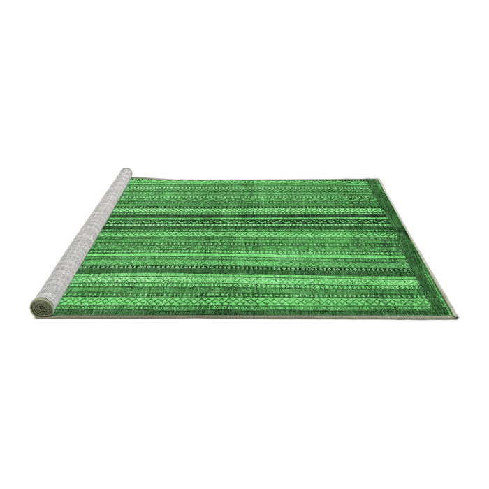 Sideview of Machine Washable Abstract Emerald Green Modern Area Rugs, wshabs3458emgrn