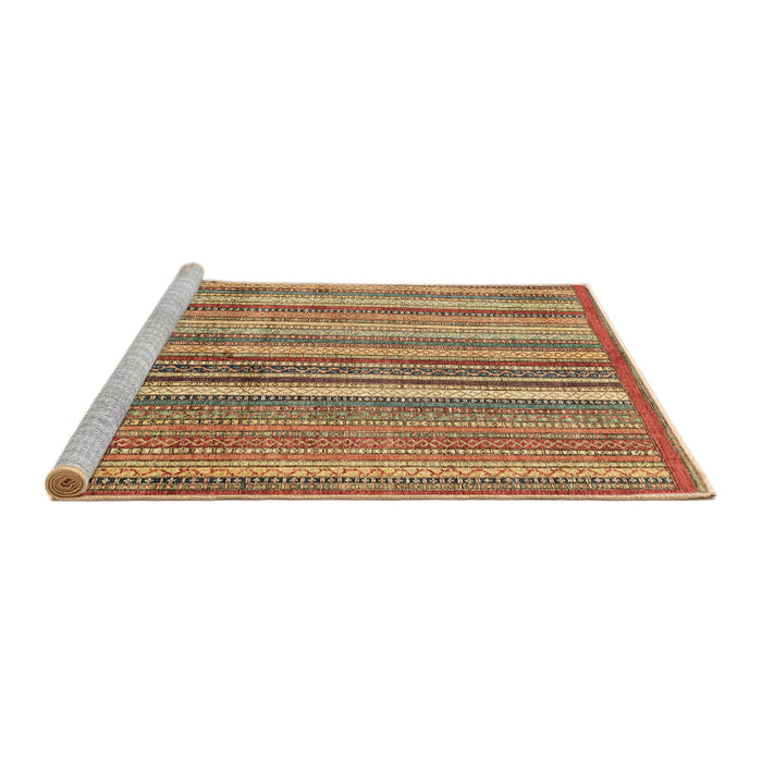 Sideview of Machine Washable Abstract Metallic Gold Rug, wshabs3459