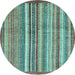 Round Machine Washable Abstract Light Blue Modern Rug, wshabs3459lblu