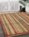 Machine Washable Abstract Metallic Gold Rug in a Family Room, wshabs3459