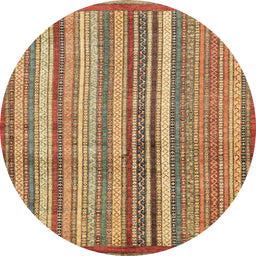 Round Machine Washable Abstract Metallic Gold Rug, wshabs3459