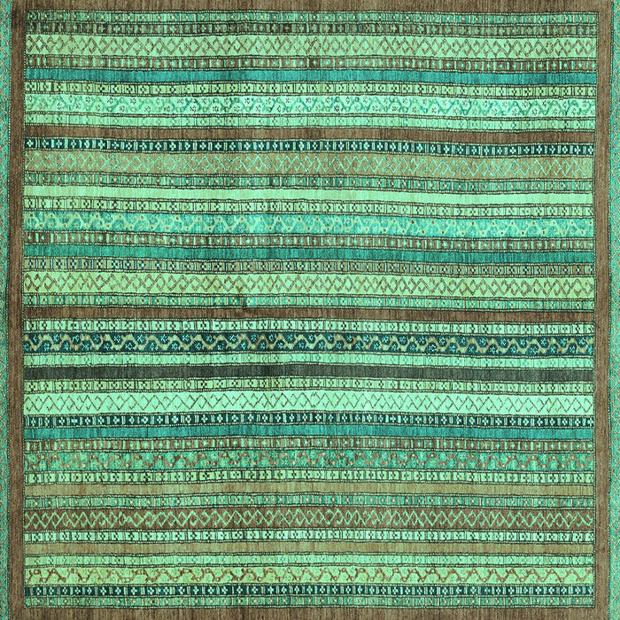 Square Machine Washable Abstract Turquoise Modern Area Rugs, wshabs3459turq
