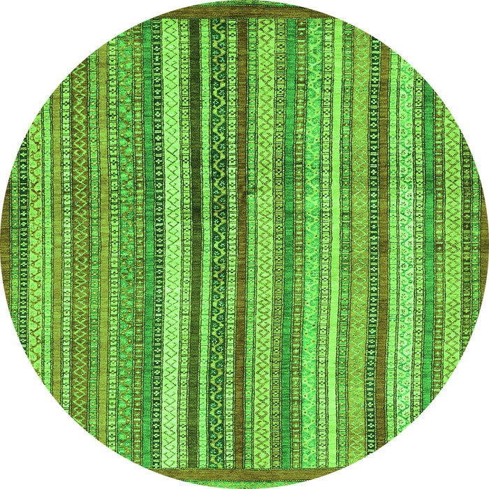 Round Abstract Green Modern Rug, abs3459grn