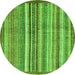 Round Abstract Green Modern Rug, abs3459grn