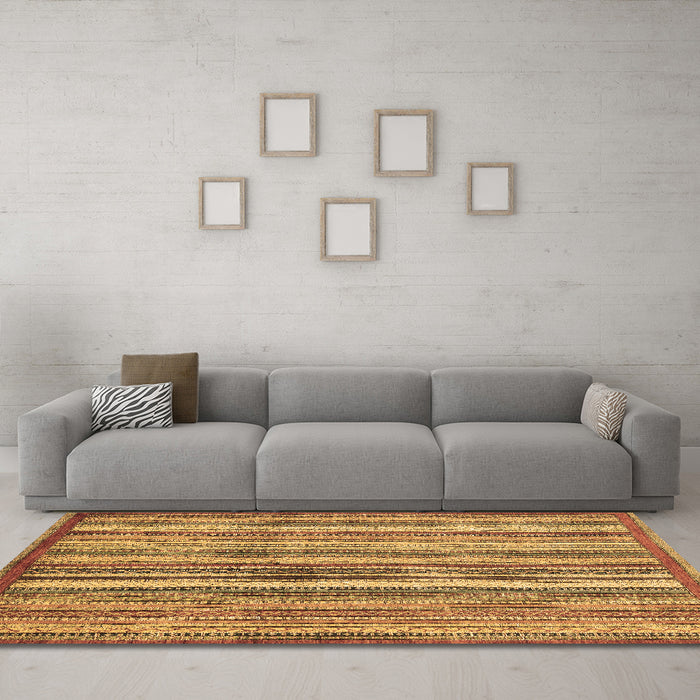 Machine Washable Abstract Brown Modern Rug in a Living Room,, wshabs3459brn