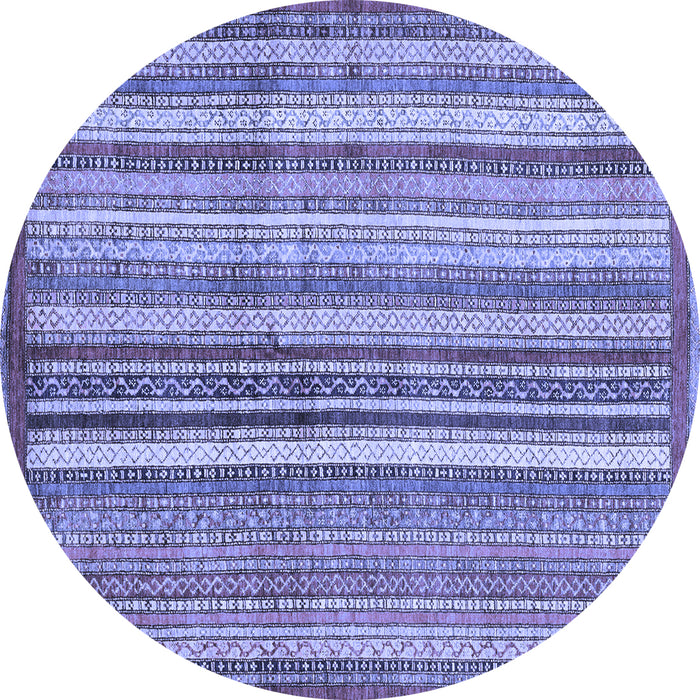 Round Abstract Blue Modern Rug, abs3459blu