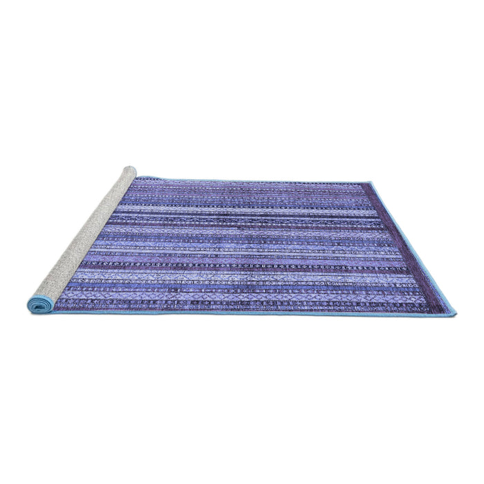 Sideview of Machine Washable Abstract Blue Modern Rug, wshabs3459blu