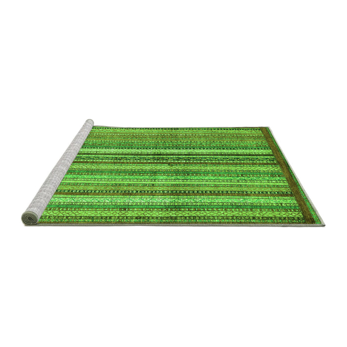 Sideview of Machine Washable Abstract Green Modern Area Rugs, wshabs3459grn