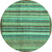 Round Abstract Turquoise Modern Rug, abs3459turq