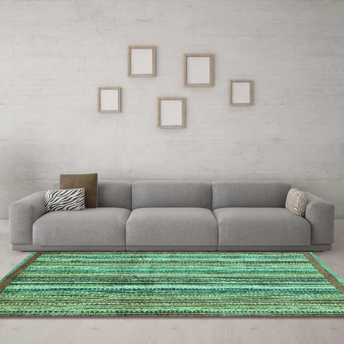 Machine Washable Abstract Turquoise Modern Area Rugs in a Living Room,, wshabs3459turq
