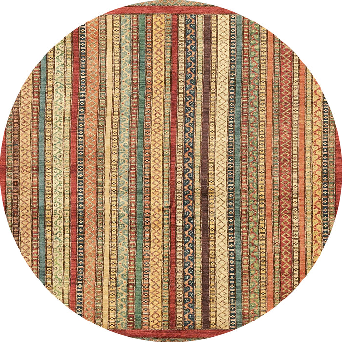 Round Abstract Metallic Gold Modern Rug, abs3459
