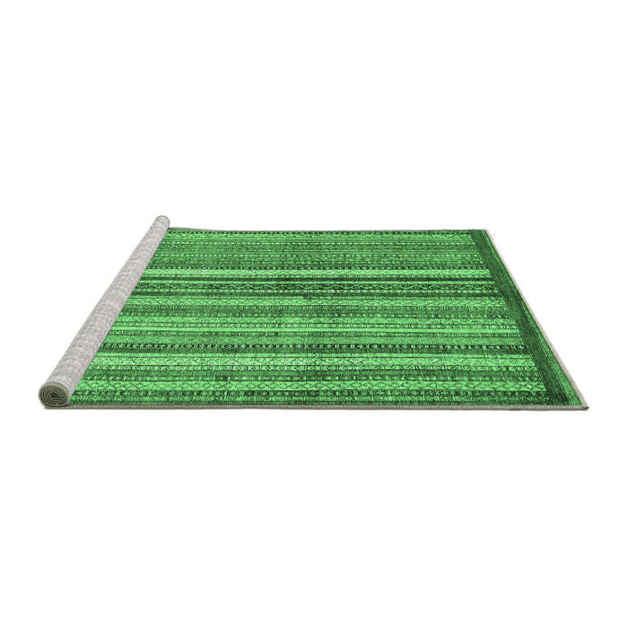 Sideview of Machine Washable Abstract Emerald Green Modern Area Rugs, wshabs3459emgrn