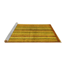 Sideview of Machine Washable Abstract Yellow Modern Rug, wshabs3459yw