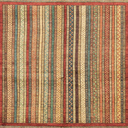 Square Machine Washable Abstract Metallic Gold Rug, wshabs3459