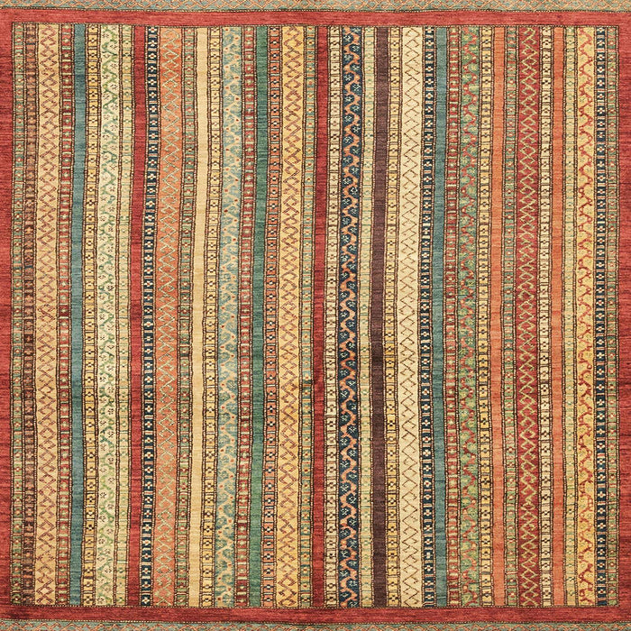 Square Machine Washable Abstract Metallic Gold Rug, wshabs3459