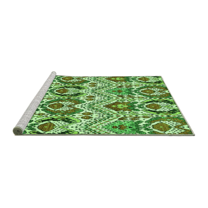 Sideview of Machine Washable Abstract Green Modern Area Rugs, wshabs345grn