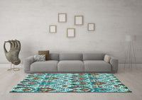 Machine Washable Abstract Light Blue Modern Rug, wshabs345lblu