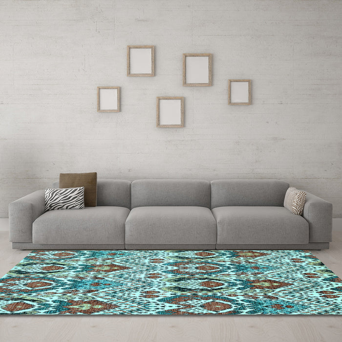 Machine Washable Abstract Light Blue Modern Rug in a Living Room, wshabs345lblu