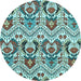 Round Abstract Light Blue Modern Rug, abs345lblu