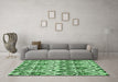 Machine Washable Abstract Emerald Green Modern Area Rugs in a Living Room,, wshabs345emgrn