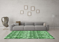 Machine Washable Abstract Emerald Green Modern Rug, wshabs345emgrn