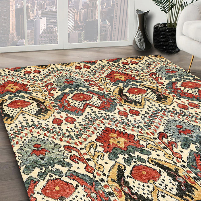 Machine Washable Abstract Red Brown Rug in a Family Room, wshabs345