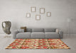 Machine Washable Abstract Orange Modern Area Rugs in a Living Room, wshabs345org