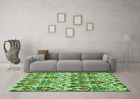 Machine Washable Abstract Green Modern Rug, wshabs345grn