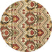 Round Abstract Brown Modern Rug, abs345brn