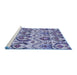 Sideview of Machine Washable Abstract Blue Modern Rug, wshabs345blu