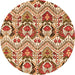 Round Abstract Orange Modern Rug, abs345org