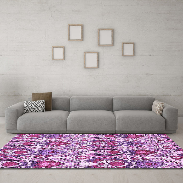 Machine Washable Abstract Purple Modern Area Rugs in a Living Room, wshabs345pur