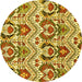 Round Abstract Yellow Modern Rug, abs345yw