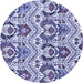 Round Abstract Blue Modern Rug, abs345blu