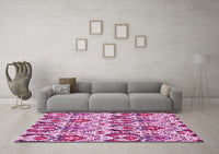 Machine Washable Abstract Pink Modern Rug, wshabs345pnk