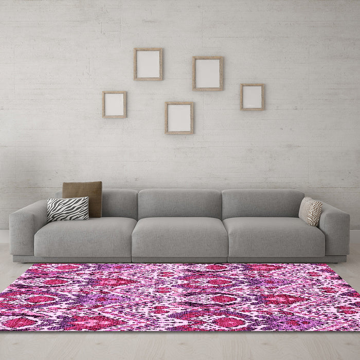 Machine Washable Abstract Pink Modern Rug in a Living Room, wshabs345pnk