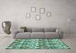 Machine Washable Abstract Turquoise Modern Area Rugs in a Living Room,, wshabs345turq