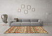 Machine Washable Abstract Brown Modern Rug in a Living Room,, wshabs345brn