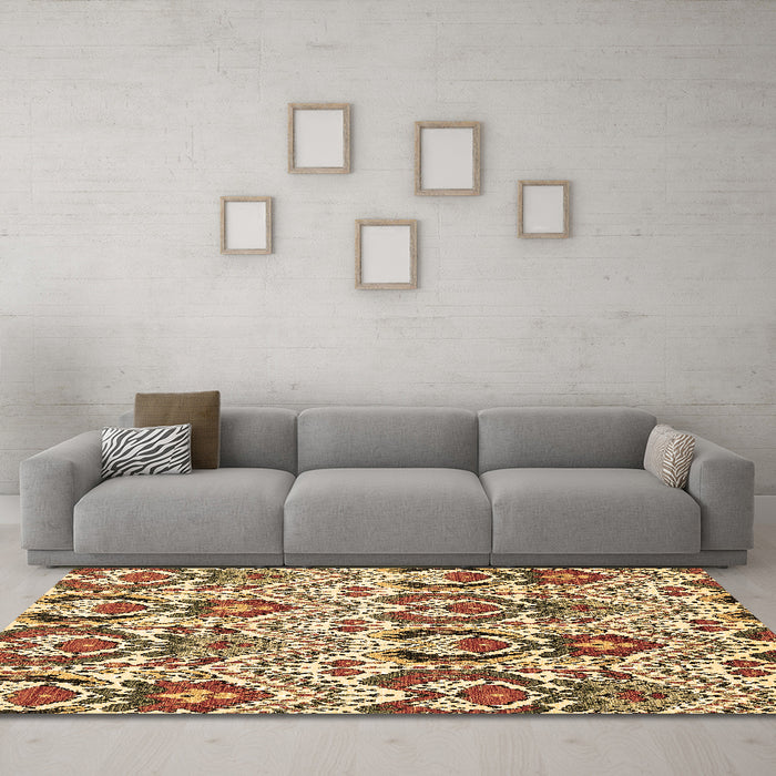 Machine Washable Abstract Brown Modern Rug in a Living Room,, wshabs345brn