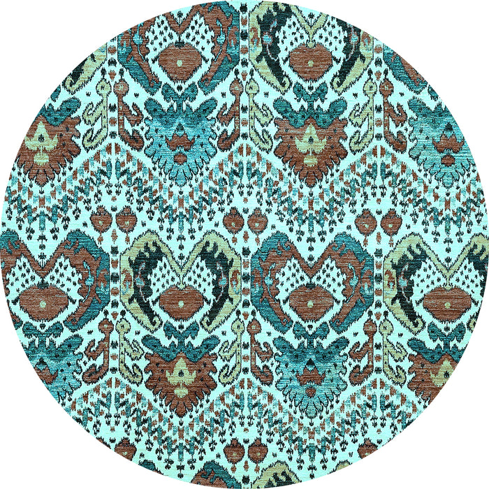 Round Machine Washable Abstract Light Blue Modern Rug, wshabs345lblu